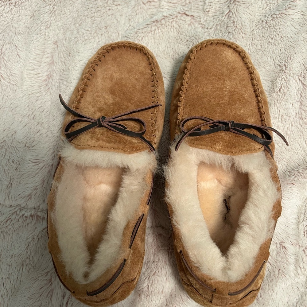 UGG Tan Suede Slippers with Plush Lining